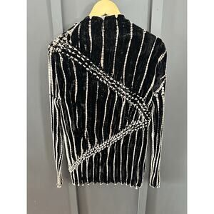 Soft Surroundings Women’s Black & Tan High Neck Velvet Like Long Sleeve Size L